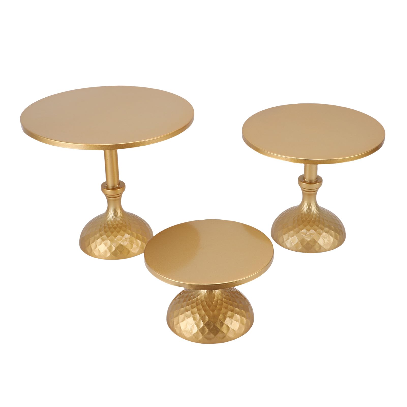 Fockety Kuchenständer, 3 teiliges Set aus runden Kuchenständern mit Fuß aus Eisen, goldenes Dessertständer Tischdisplay Set für Partys, Hochzeiten, Feiern, Geburtstage, Küche,
