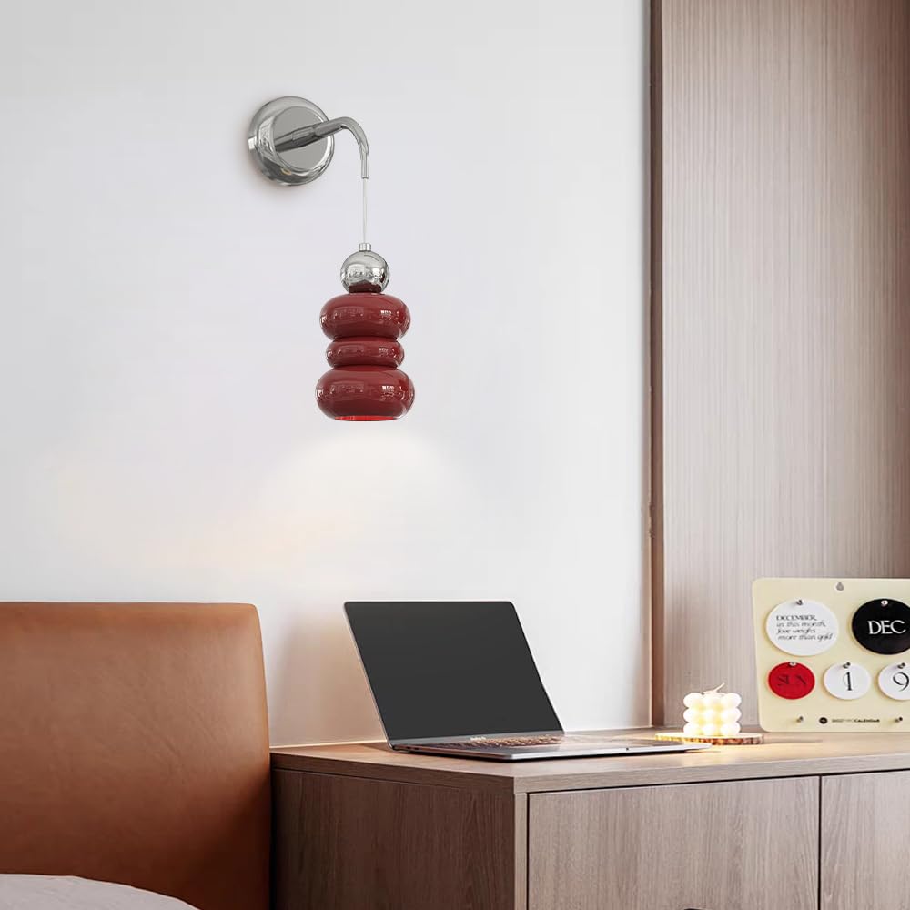 Générique Nowoczesna lampa ścienna do wnętrz stolik nocny kremowa lampa ścienna z regulowanym drutem wiszącym 20 cm metalowe oprawy wewnętrzne do sypialni salon korytarz (wysokość : 26 cm)