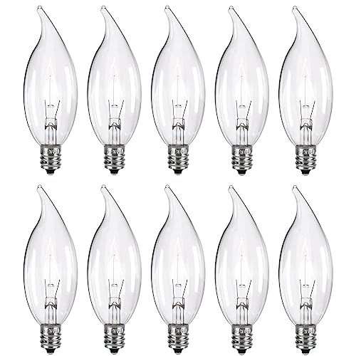 Tiqian 10-Pack E12 Base 60W B10 CTC Incandescent Clear Dimmable