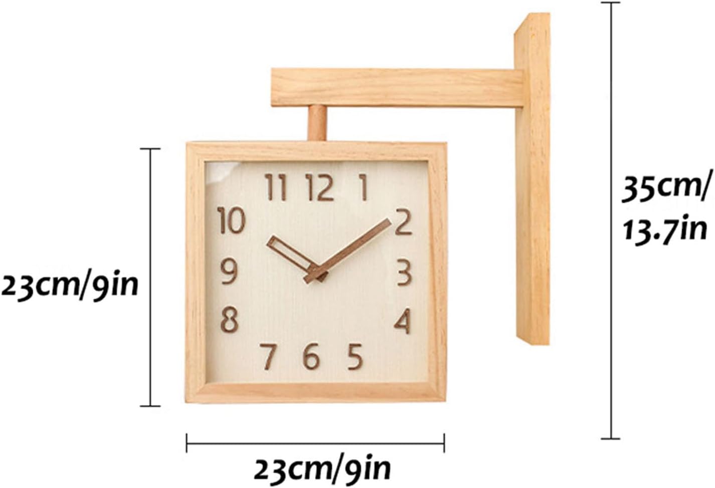 Large Outdoor Clock Rustic Double Sided Clock 360-Degree Rotation Wooden Antique Decor Silent Two Faces Retro Wall Clocks for Patio Pool Garden Home (Beige)