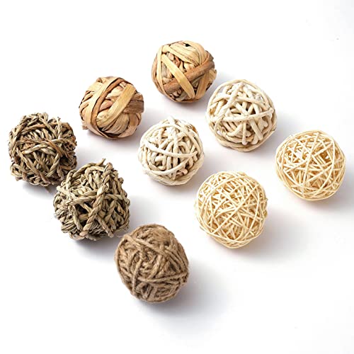 RABBITP 9 Pcs Rabbit Chew Toys for Treat and TeethNatural Grass Willow Balls for Bunny, Rabbit, Hamster, Guinea Pig Pet… - Image 8