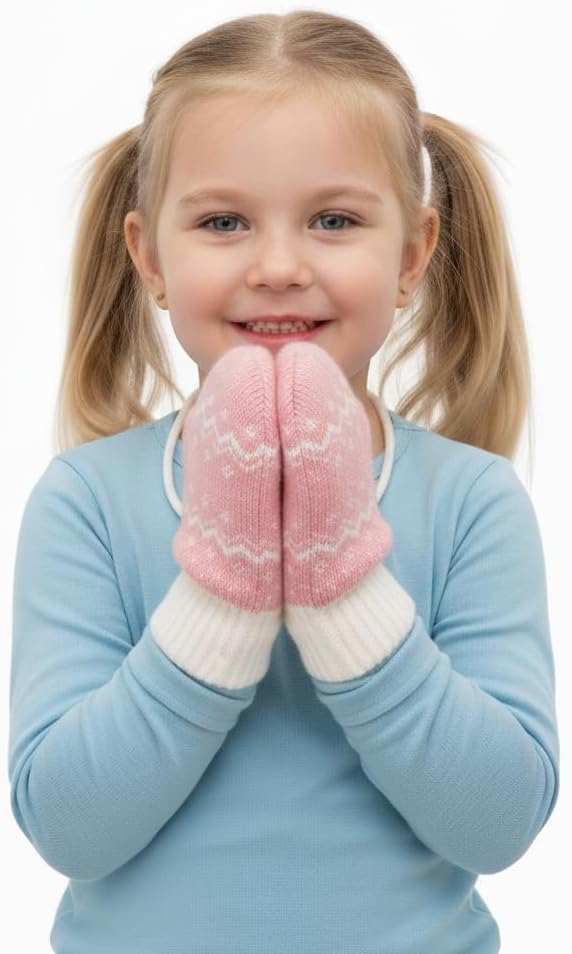 Kid's Knitted Mittens with Rope - Soft, Warm Winter Mittens for Kidsfor 3-5 years - Image 4