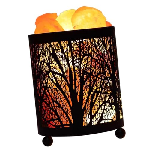 DOITOOL 1set Himalayan Metal Basket Design Unique Night Light for Bedroom and Living Room Decor Warm Ambiance Table Plug