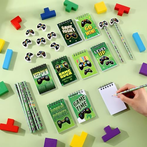 Set de papelería temática videojuegos 72 piezas miniatura 4