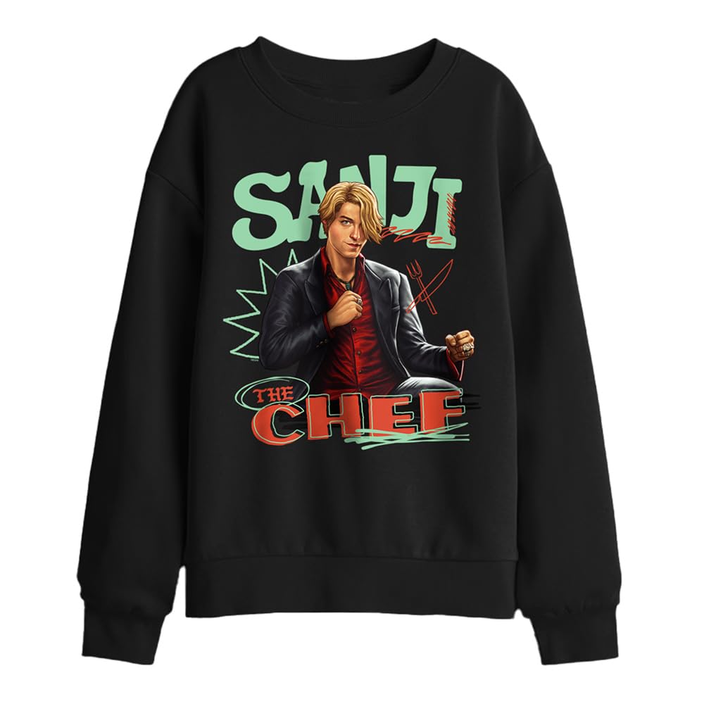 One Piece Sanji The Chef Kids Sweatshirt, Black, 9-11Y
