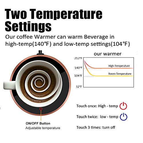 Image of Coffee Mug Warmer - KRGMNHR 18Watt Auto Shut Off Cup Warmer for Home Office Desk Use, Electric Beverage Warmer Heating Plate for Cocoa,Tea, Water, Milk, Rose Gold