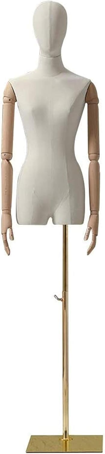 トルソー マネキン Color Gold ディスプレイ メンズ レディース 和装 木製ベース 洋裁用 衣料品ジュエリーのための木製の武器安定した基盤頭部モデルを持つ女性のマネキントルソーボディドレスフォーム 最大59 Offクーポン レディース