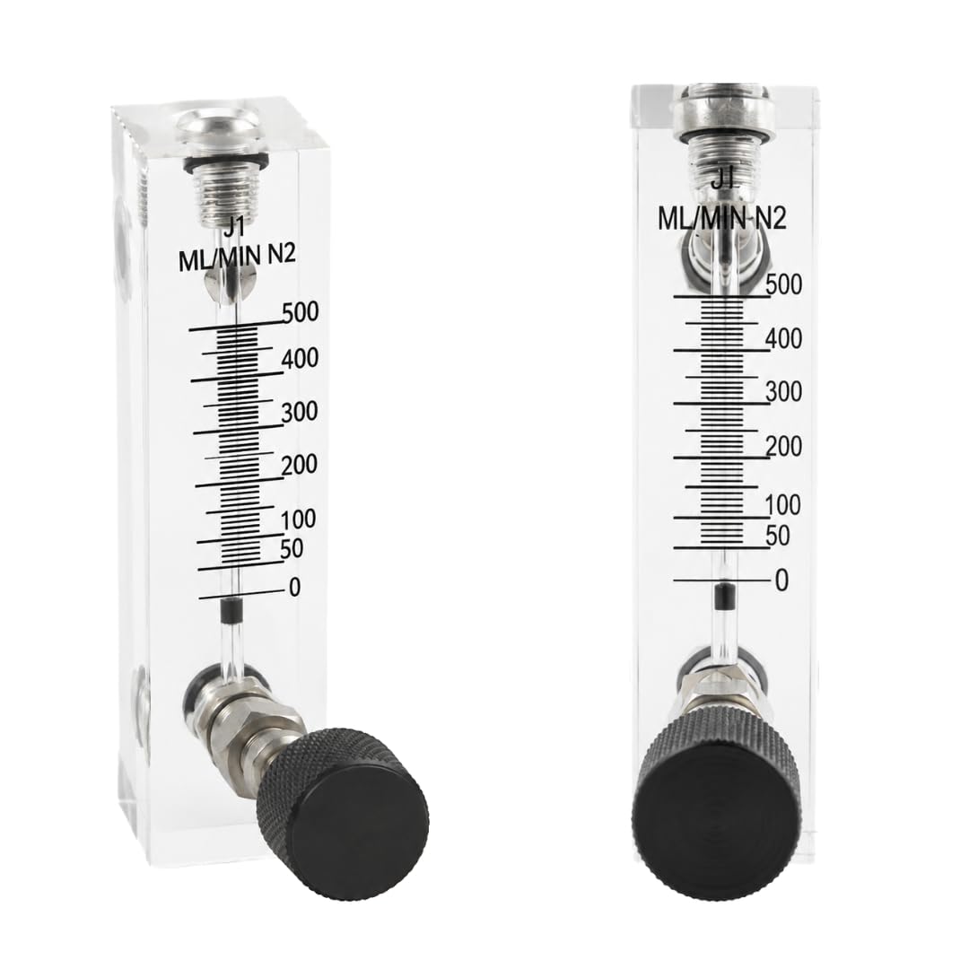 "Ji" Japsin Instrumentation Acrylic Tube Rotameter for Nitrogen Flow Meter (N2), Range 0 to 500 ML/MIN, Connection 1/4" BSP (F) SS at Side Top & Bottom with Control Valve-image-27