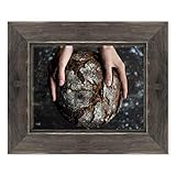 Cuadro Pane Hamburger – Bar restaurante Pub – Decoración de diseño Chef Table Página levadura madre moderna sobre lienzo – con marco – 30 x 40 cm – Estilo Country negro Shabby – (Cód.5605)