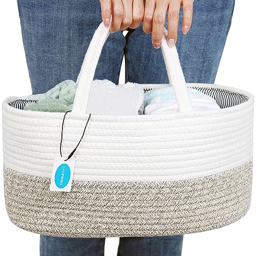 Image of Casaphoria Caddy Organize Woven Hamper Cotton Rope Basket Caddy Baskets for Storage,100% Cotton Basket for Gift with Handle Towels Basket Portable Bag,light brown(14.2''×8.7''×7.1'')