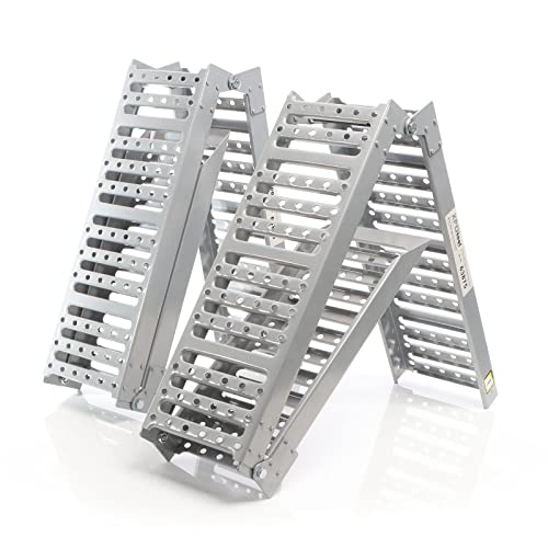 XPOtool Lot de 2X Rampe d’accès articulée – 2-Fois Pliable – 195,5 x 230 x 100 mm – capacité Max. 800 kg – en Acier – Rampe de Chargement...