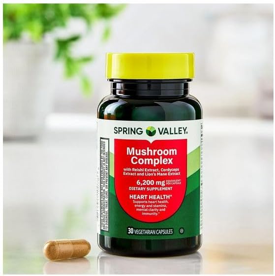 Miniatura 5 de H4U Spring Valley Mushroom Complex Dietary Supplement Vegetarian Capsules for Heart Health, 6,200 mg, 30 Count