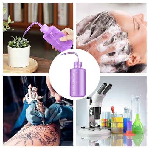 DERSTRA Wash Bottles - 2pcs 250ml Safety Wash Bottle Watering Tools, Economy Plastic Squeeze Bottle Medical Label Green Soap Cleaning Washing Bottle (Purple)