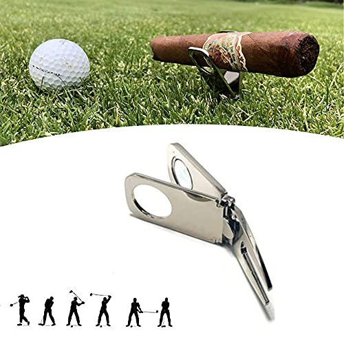 Golf Divot Tool with Ball Marker Cigar Holder,Magnetic Cigar Holder, Golf Divot Repair Tool & Ballmarker, Multipurpose Golf Accessories, Cigar Holder and Golf Divot Tool ? Ideal Gift (1PCS)