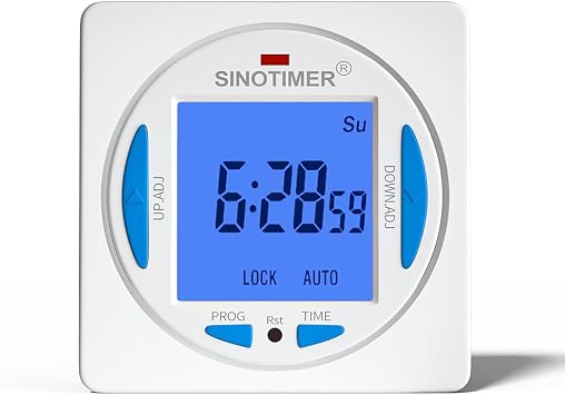 12V DC/AC TM628 Ultra LCD Display 7 Days Programmable Digital Timer Switch Second Interval with 4 Connecting Wires (Blue Backlights), Panel Mounted with Enclosure.
