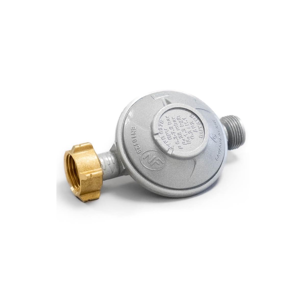 PROWELTEK - Détendeur gaz BUTANE 28 mbar avec limiteur de débit Raccords 20/150 & G1/2 NF