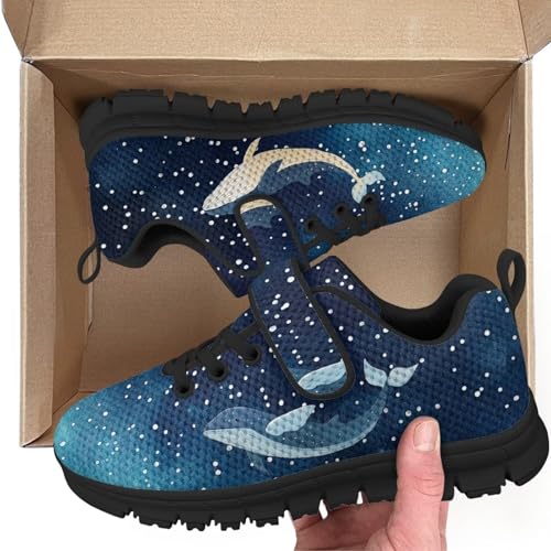 Boys Girls Shoes Kids Tennis Running Athletic School Sneakers for Little/Big Kid Dolphin Pattern（Black Sole）2