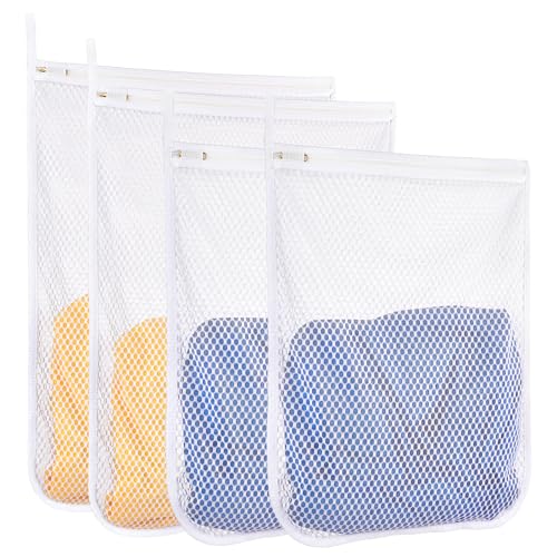 4 pcs Durable Honeycomb Mesh Laundry Bags for Delicates 16\" x 19\" (2 Large) 12\" x 15\" (2 Medium)