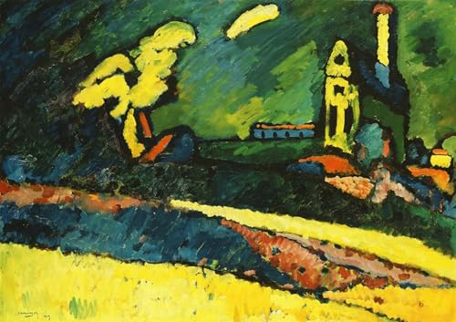 Paysage de Murnau avec église I Kandinsky, tableau salon pour amateurs d'art classique