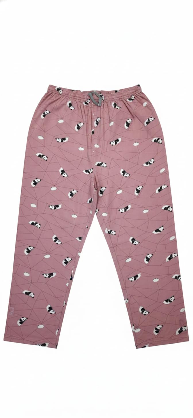 Women's Pyjama Pants, Pink, Panda Print, Elastic Waistband, Lounge Wear-picture-22