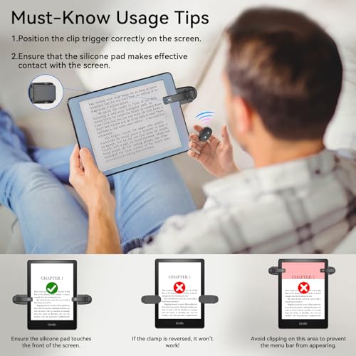 [2 Clips] UBUYUONE Fernbedienung zum Seitenwenden zum Lesen auf Kindle Paperwhite, Kobo, Finger Ring Page Turner für iPad Android Tablets E-Book Lesen Romane und Phone Ferngesteuerter Kameraauslöser