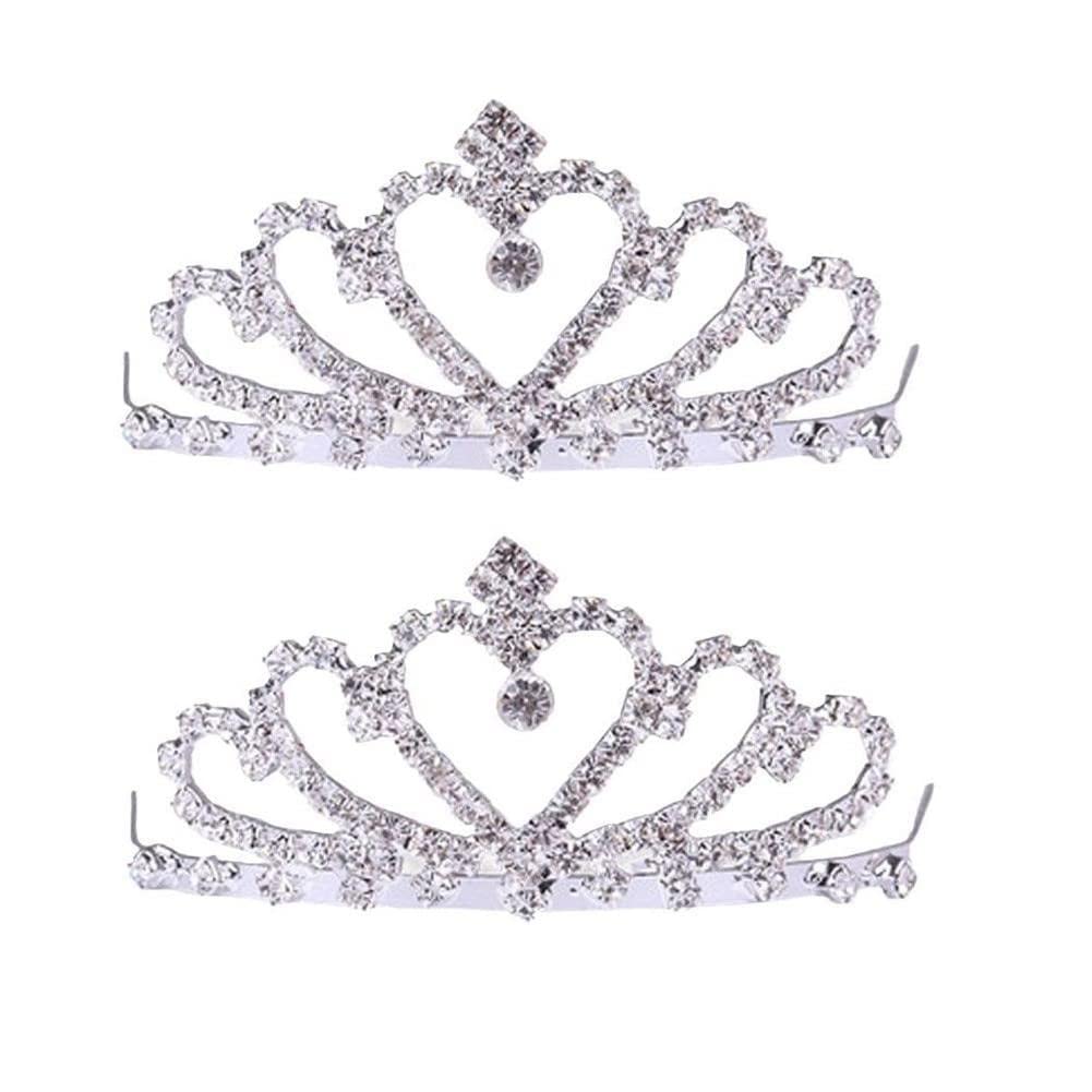 2pcs princesa boda novia dama de honor tiara corona diadema niñas cristal Rhinestone joyería accesorios para el cabello novia cabeza ornamento