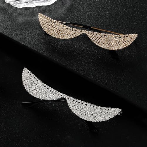 Fashion Crescent Rhinestone Eyeglass Frames Women bling Accessories Geometric Full Crystal Jewelry Eyewear Decoration4