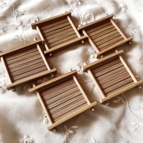 Bamboo Craft Wooden Tea Holder Set of 5 Japanese Style Coaster Saucers Japanese Crafts