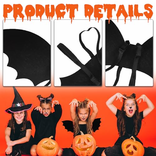 KIPTVO Bat Costume Kids, Halloween Wings, Women's Angel Devil Costume, Bat for Kids Angel Halloween Suitable for Boys, Girls, Masquerade, Birthday Party - Image 2