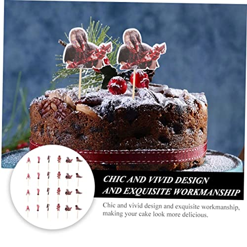 Luxshiny 48 Pçs Decoração De Halloween Enfeites De Bolo De Aniversário Palitos De Comida De Madeira