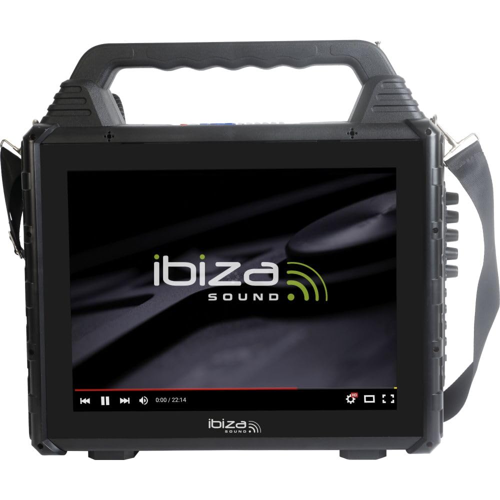 Ibiza KARAVISION Przenośny głośnik Karaoke z ekranem i 2x VHF Mics