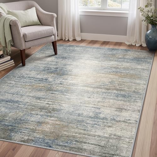 GENIMO Rug Living Room 120x170cm, Modern Abstract Area Rugs Washable, Non-Slip Floor Carpet Minimalist, Low Pile, Non-Shedding, Dining Room, Office, Bedroom, Kitchen, Lounge, Indoor