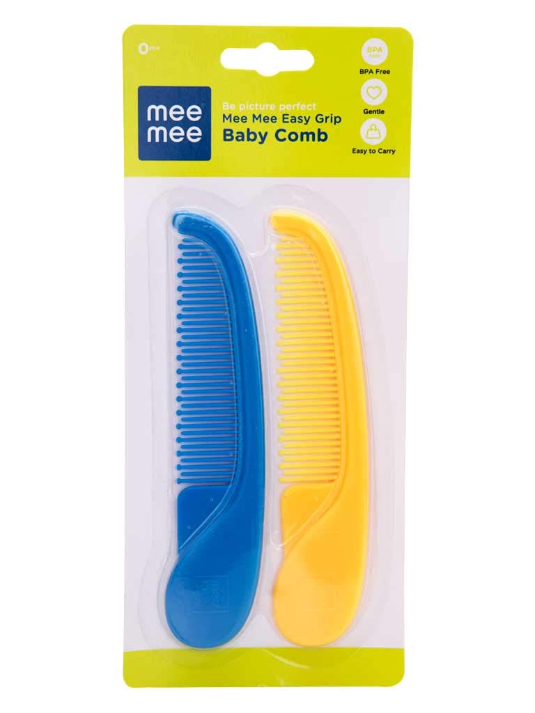 Mee Mee Soft Bristled Comb Set | BPA Free (Easy Grip, Blue Orange) 3