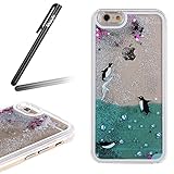 Funda para iPhone 6, Caja de plástico transparente para iPhone 6, iPhone 6 Dual Layer Case Cover Skin Shell Carcasa Funda, Ukayfe Cubierta de la caja Funda protectora de plástico duro caso claro transparente que fluye del brillo de Bling Carcasa Funda Caso para Apple iPhone 6 (4.7") + 1 X Stylus Pen