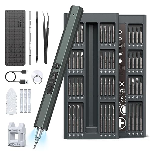 Hancaner 82 en 1 Kit Mini Destornillador Electrico de Precision,Juego de Destornilladores de Precisión Electrico,Puntas Destornillador Magneticas,Herramienta de Reparación para Teléfono Ordenador