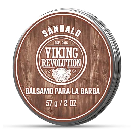 Balsamo Barba Hombre con Aroma a Sándalo - Aceite de Argán y Jojoba - Cera Acondicionadora sin Aclarado por Viking Revolution (1 Pack)