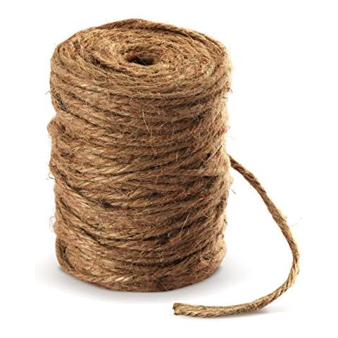 Absofine 100M Garden Cord Jute Twine String 4mm Thick Strong Natural Jute Rope Roll Stronger Craft Cord for Household Garden DIY Crafts Decoration Cover