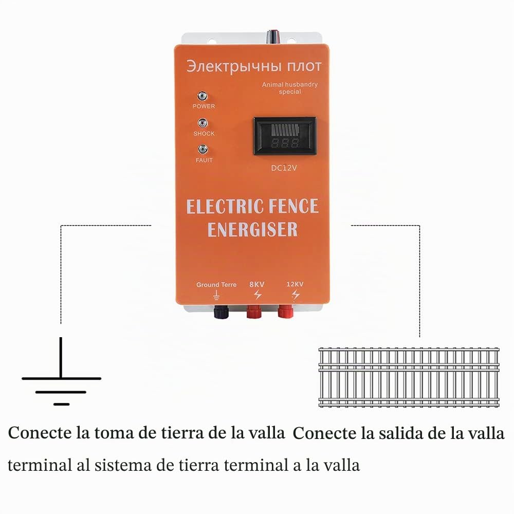 Cercado Pastor Electrico para Caballos, Cerca Eléctrica para Perros, Pastor Electrico Solar de Alto Voltaje Seguro, Granja de animales Cerca Eléctrica Pastores Electricos