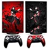 PS5 Skins for Console Disc Version and 2 Controllers - Anime PS5 Skin Cover, Red/Dark PlayStation 5 Skin from Sturdy Vinyl - Fade- and Scratch-Resistant PlayStation 5 Cover for Console Stylish Upgrade