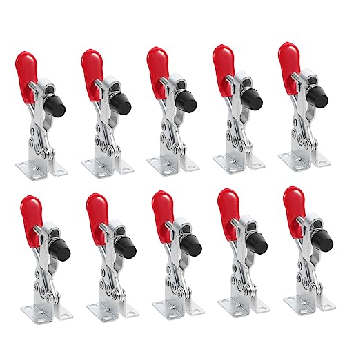 DOITOOL Pinces à Bascule Pinces à Bascule Lot de 10 Métal Galvanisé Poignée en Vinyle Tête en Caoutchouc Réglable pour Gabarits Outillage Travail du Soudage Assemblages