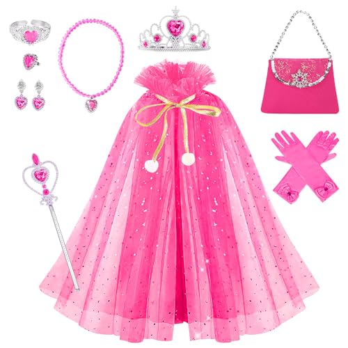 Listado de Ropa Niña al mejor precio. 50 Lukovee Juego de Capa de Princesa para Niñas, 10 Piezas Conjunto de Frozen Disfraz de Princesa Vestirse, Juego Cosplay Cenicienta Traje con Joyas Corona Cetro Accesorios para...