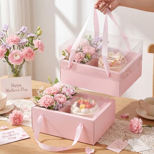 Boîtes cadeaux fête des mères anniversaire et mariage avec ruban rose