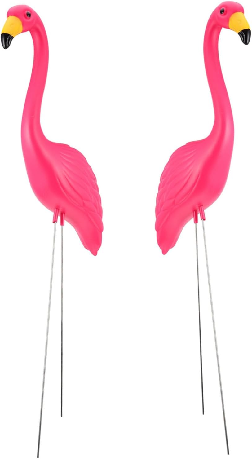 2pcs Pink Flamingo Lawn Stakes Lifelike Garden Statues for Outdoor Decor for Housewarming Gifts and Photography Enhance Your Garden Charm