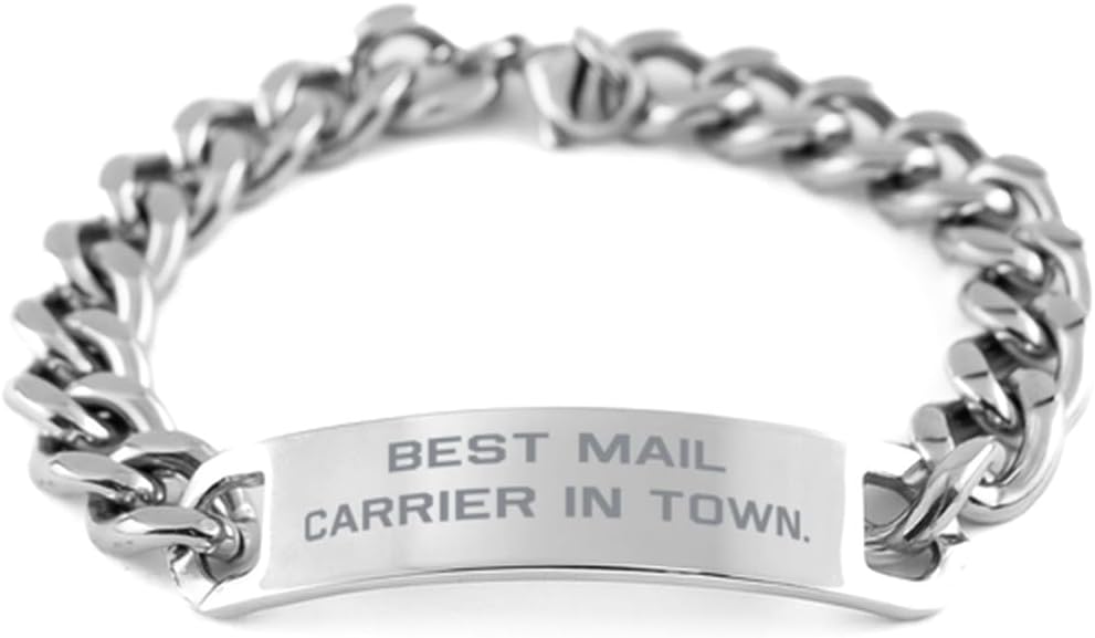 Motivational Mail carrier Gifts, Best Mail Carrier in Town, Sarcasm Cuban Chain Bracelet For Coworkers From Boss, Cuban link bracelet, Carrier gift ideas, Courier services, Chain necklace