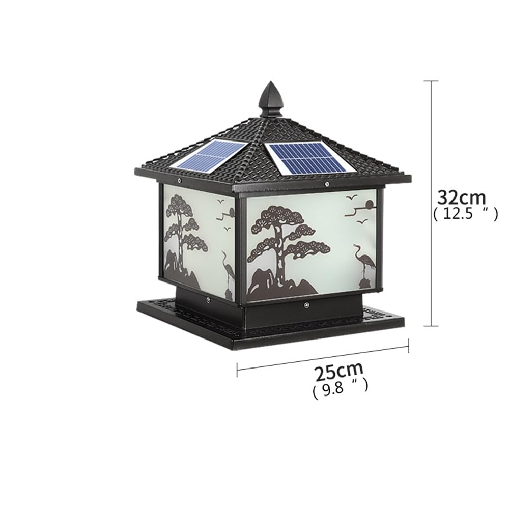 Zewnętrzna słoneczna lampa pocztowa wodoodporna do nowoczesnego domu Villa Garden Dziedziniec Ganek do obudowy ściennej Oświetlenie pocztowe LED (N Czarny D25CM 1 SZTUK)