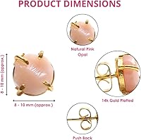 Vista 97 de Gempires Natural Raw Prong Setting Stud Earrings, 8-10 mm Crystals Earring, Handmade Jewelry, Gift for Her