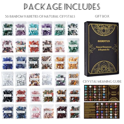 Image of Polished Healing Crystal Chips Stones Set, 36 Different Natural Gemstone Types, 2.5 lbs 0.3 inch Tumbled Decorative Rocks Collection for Chakra, Meditation, Reiki, Crafts