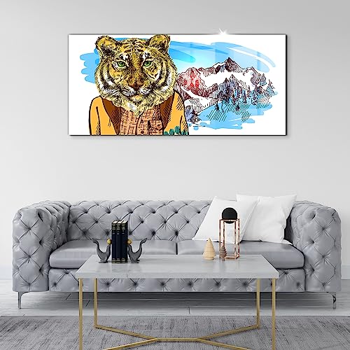Peinture sur verre d'art de luxe Wallfluent design tigre haut de gamme pour intérieur chic - 5
