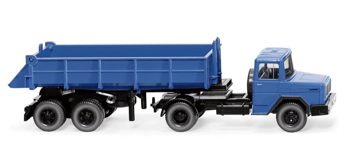 Wiking 067706 rear tipper saddle train (Magirus Deutz) brilliant blue - miniature model - not a toy