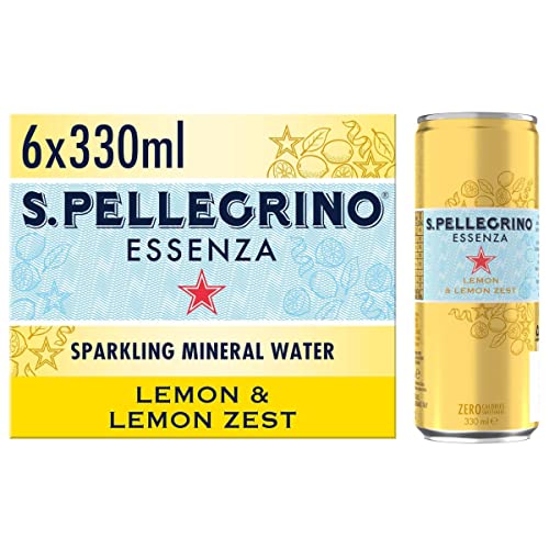 San Pellegrino Essenza Sparkling Water Lightly Flavoured Lemon & Lemon Zest Cans 6x330ml